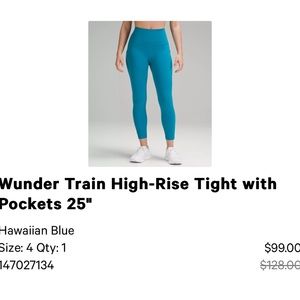 Wunder Train High-Rise Tight with Pockets 25" size 4